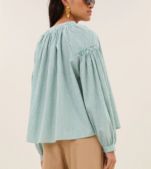 Blouse Yume rayée verte et blanche BY BAR