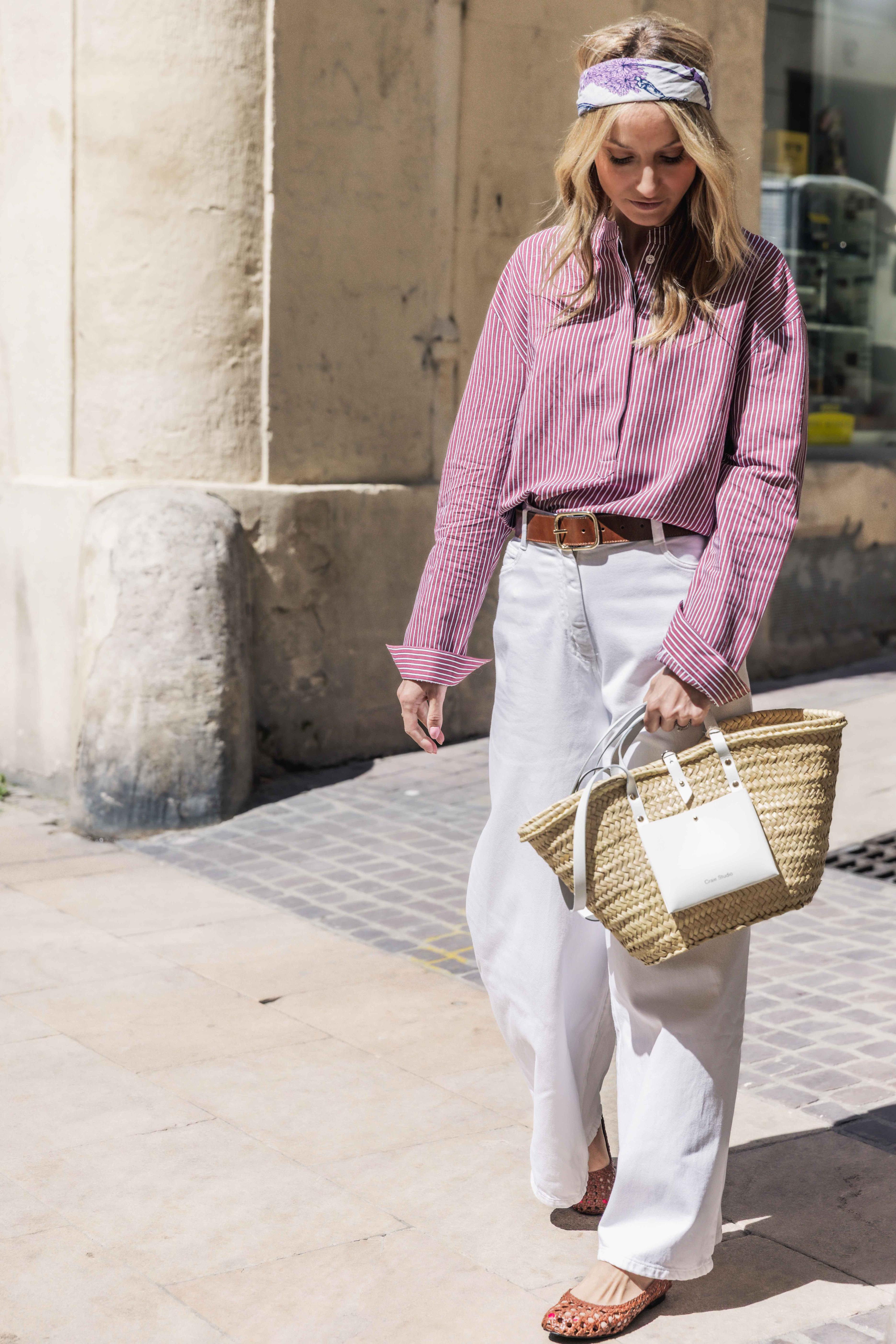 Chemise CLAUDIE rayures Vieux Rose/ Crème   CHLOE STORA Reste T40 et T42 !