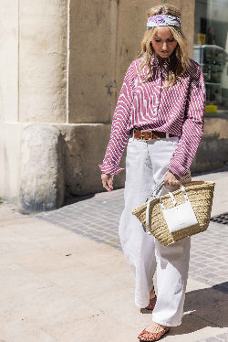 Chemise CLAUDIE rayures Vieux Rose/ Crème   CHLOE STORA Reste T40 et T42 !