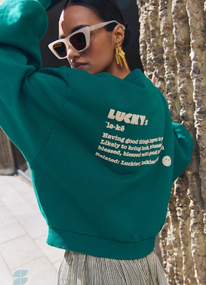 Sweat Lucky vert BIBI DICTIONARY BIG SWEATER BY BAR