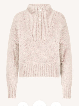 Pull col montant beige BY BAR Boxy Beau