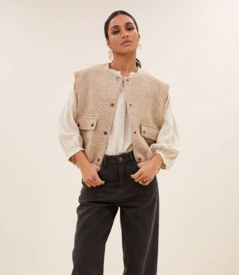 Veste sans manches beige Maggie Sleeveless Jacket BY BAR