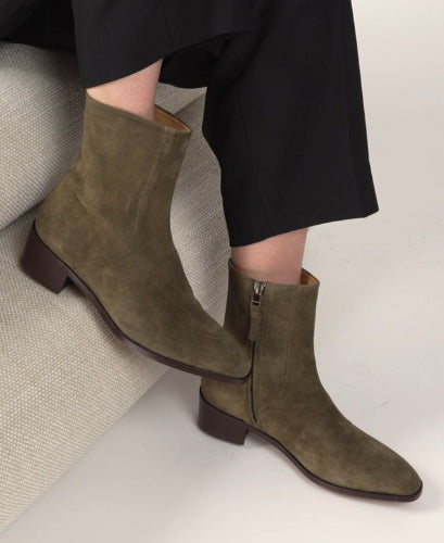 Bottines Sybille suède Kaki ODAJE ex M MOUSTACHE