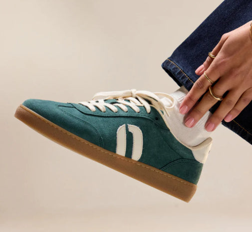 Basket LUCIA Cuir Vert Écru ODAJE (ancien M MOUSTACHE)