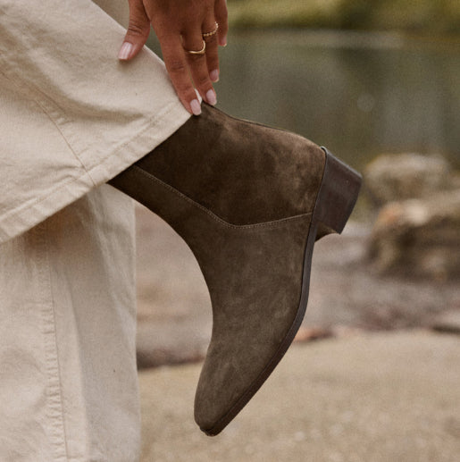 Bottines Sybille suède Kaki ODAJE ex M MOUSTACHE