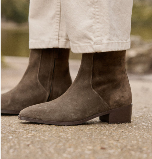 Bottines Sybille suède Kaki ODAJE ex M MOUSTACHE