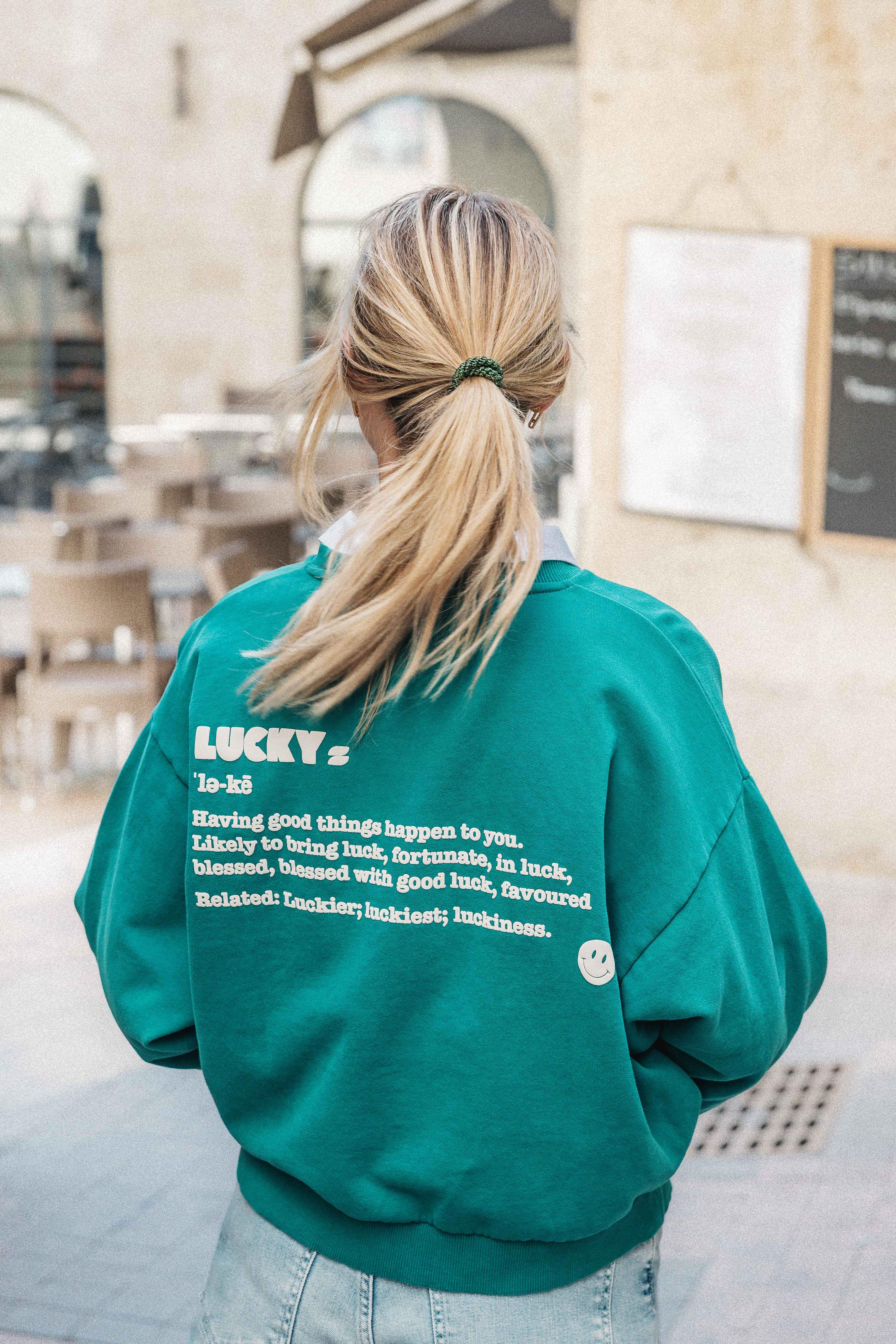 Sweat Lucky vert BIBI DICTIONARY BIG SWEATER BY BAR