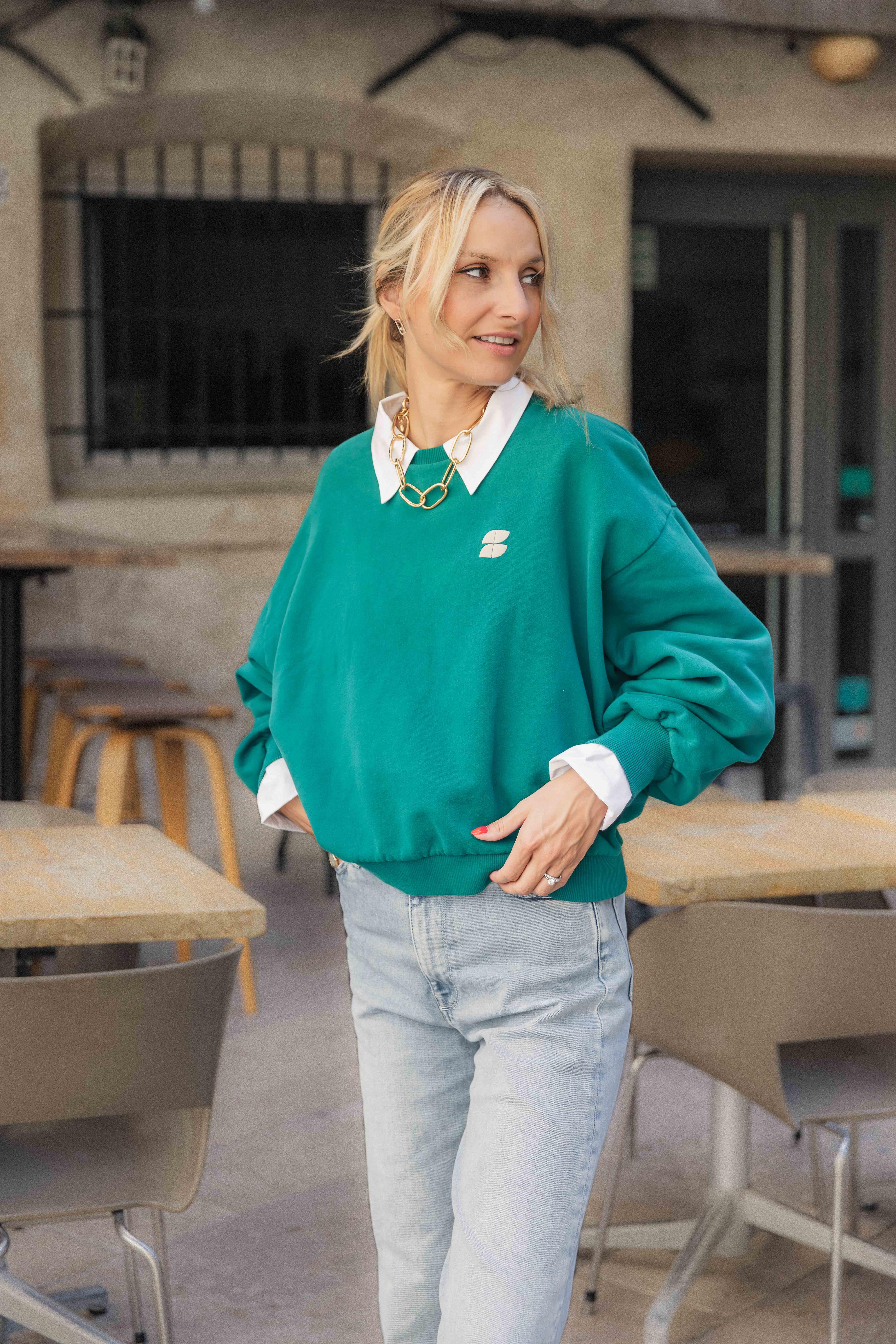 Sweat Lucky vert BIBI DICTIONARY BIG SWEATER BY BAR