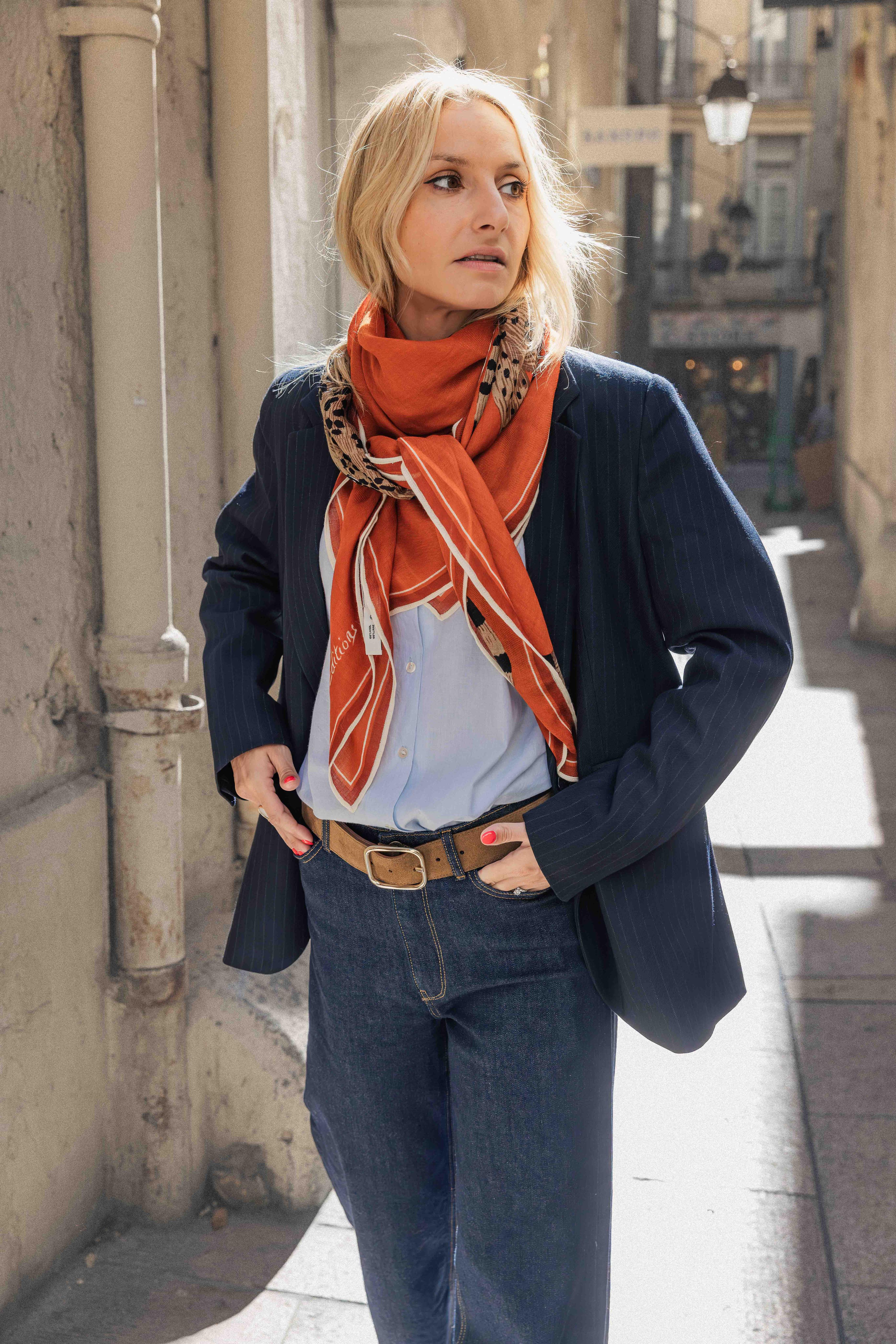 Blazer bleu à fines rayures BY BAR JILL PINSTRIPE