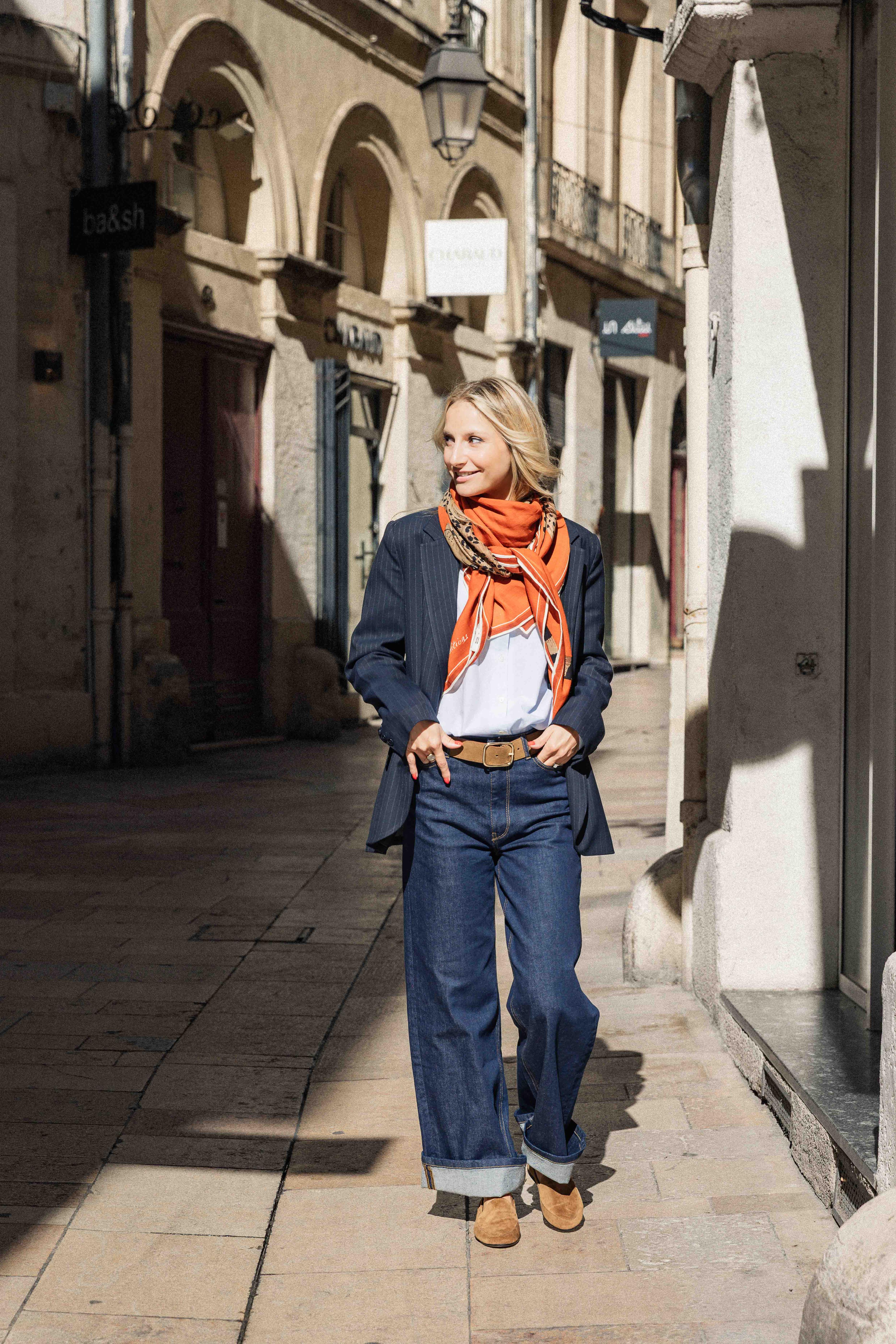 Blazer bleu à fines rayures BY BAR JILL PINSTRIPE