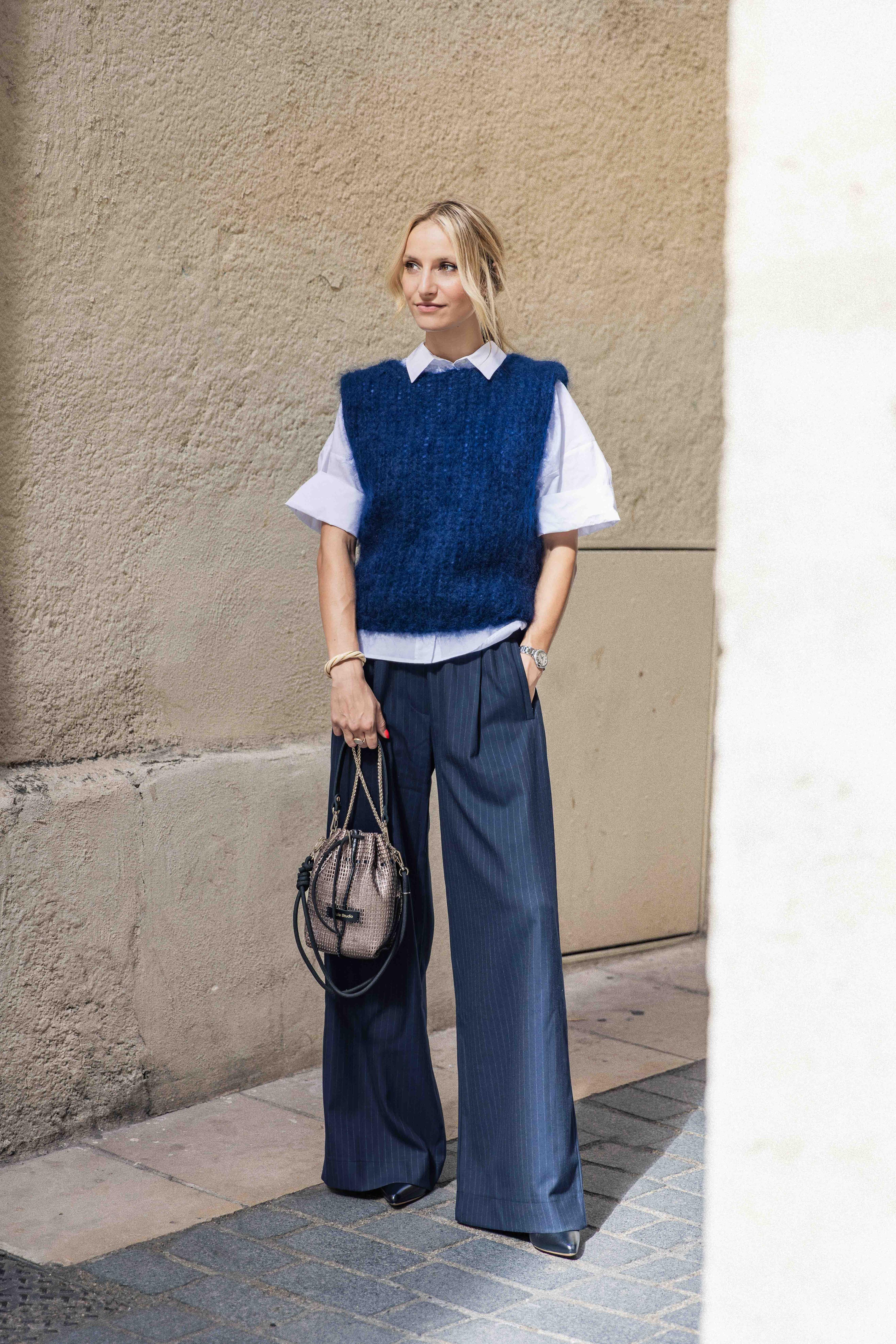 Pull sans manches bleu foncé JAMES SPENCER  BY BAR