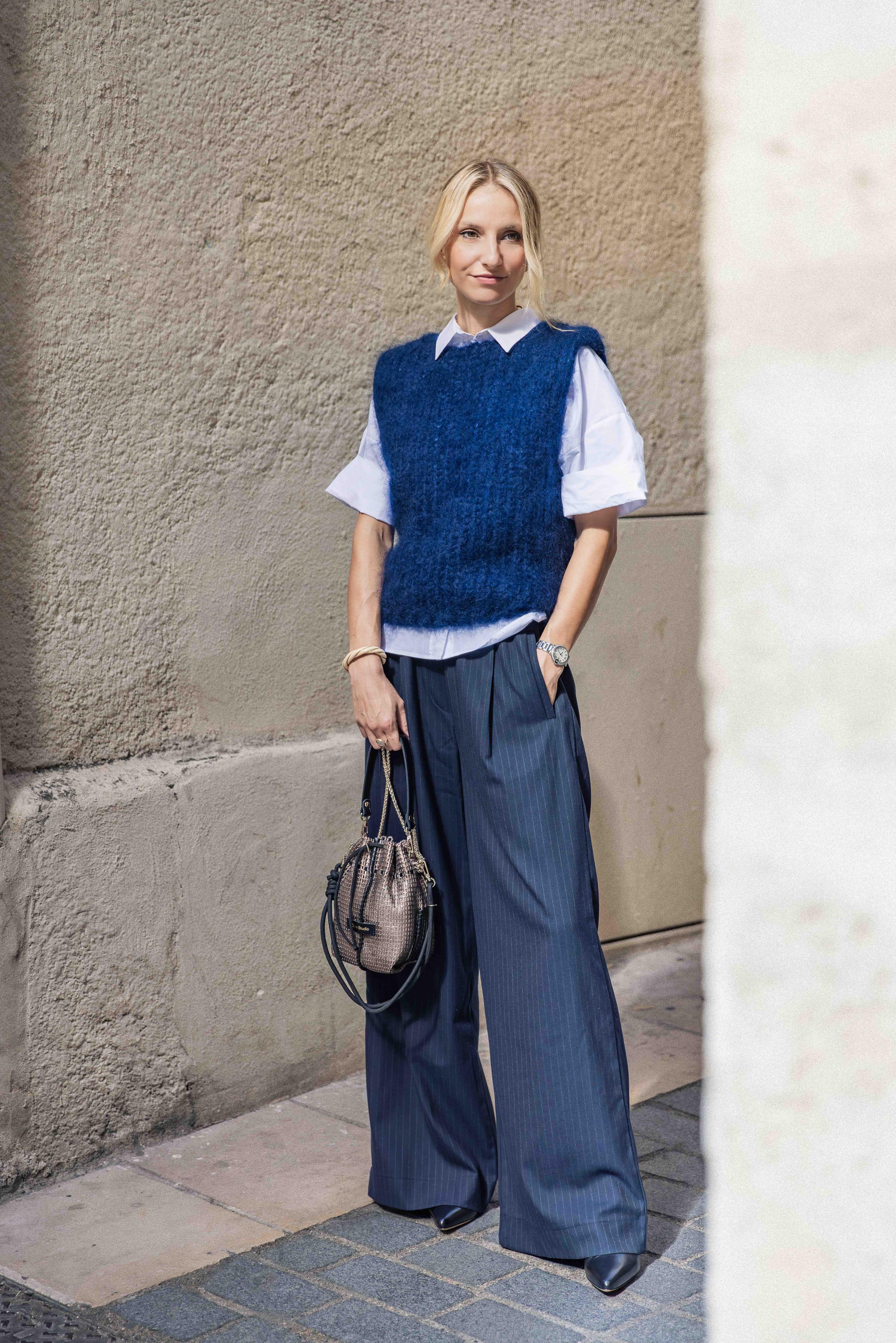 Pantalon bleu à fines rayures Benji Pinstripe Pants BY BAR