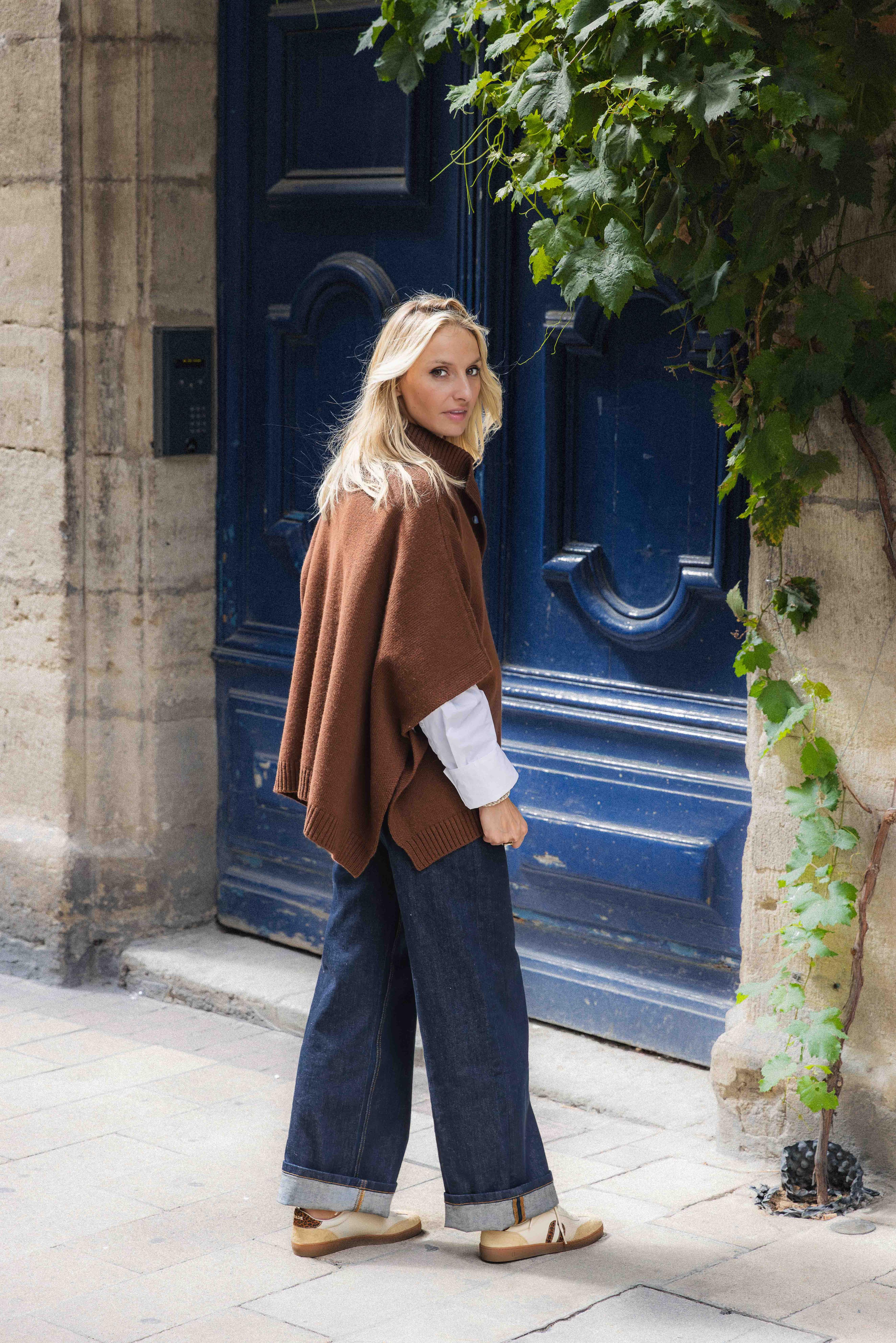 Poncho en laine d'agneau ZENGGI W03-1017