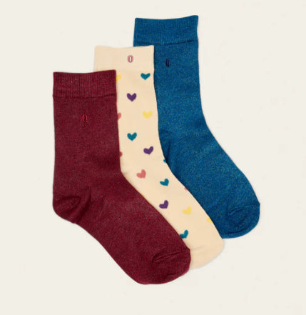 Pack de 3 Chaussettes Fantaisie petit coeur multicouleur paillettes ODAJE (ancien M. MOUSTACHE)
