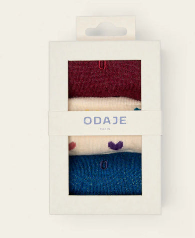 Pack de 3 Chaussettes Fantaisie petit coeur multicouleur paillettes ODAJE (ancien M. MOUSTACHE)