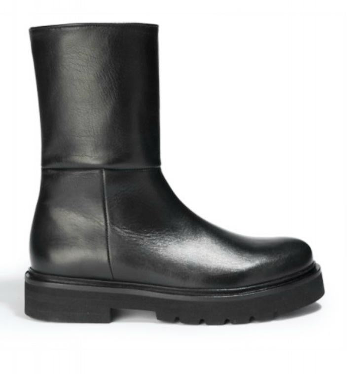 Botte mi-mollet MAISSA cuir noir ANAKI Dernière en  41