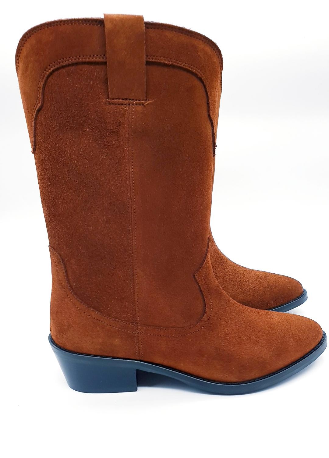 Botte SIGRID en veau velours cigare (marron) ANAKI