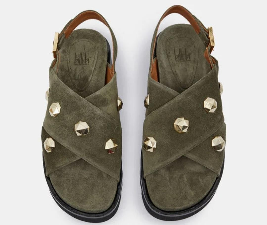 Sandale A 1574  Suède Army (Kaki) Studs dorés BILLI BI Reste 36 !