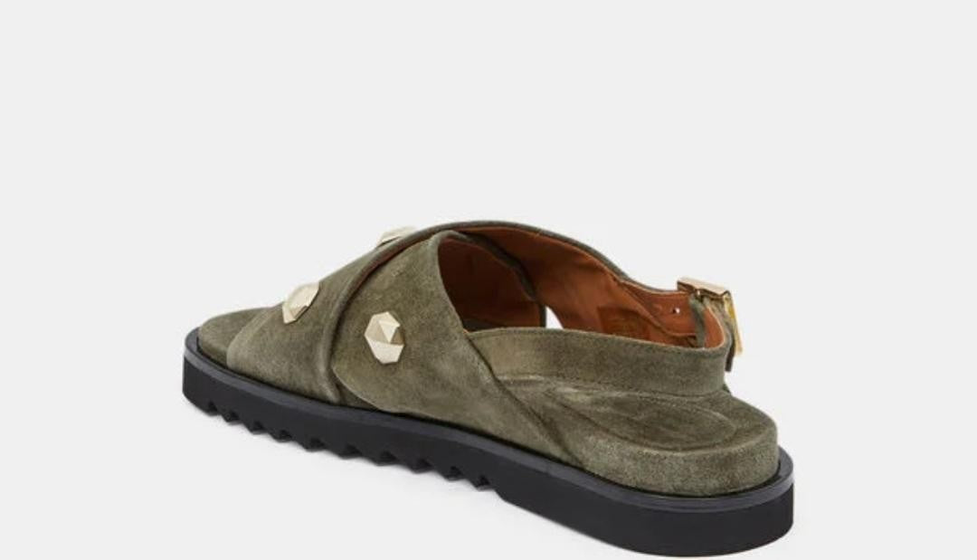 Sandale A 1574  Suède Army (Kaki) Studs dorés BILLI BI Reste 36 !