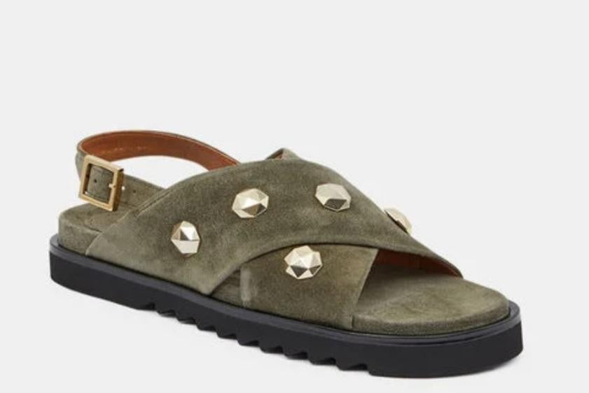 Sandale A 1574  Suède Army (Kaki) Studs dorés BILLI BI Reste 36 !