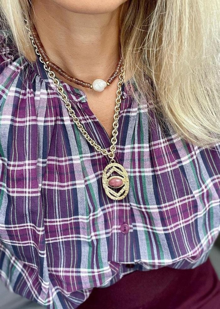 Collier Médaillon Rhodonite ALMERIA Dear Charlotte