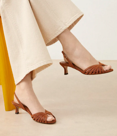 Sandale en cuir imprimé façon lézard cognac  N° 460  Rivecour