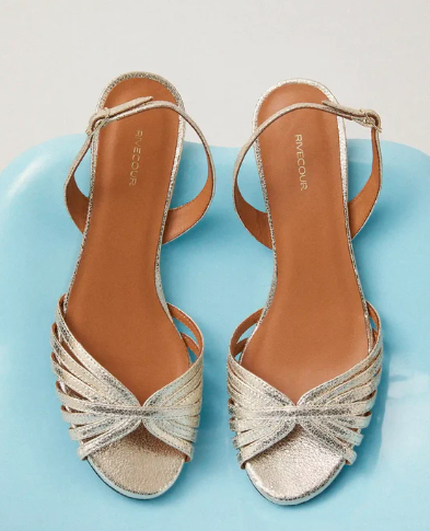 Sandale en cuir craquelé Or Blanc N° 460  Rivecour