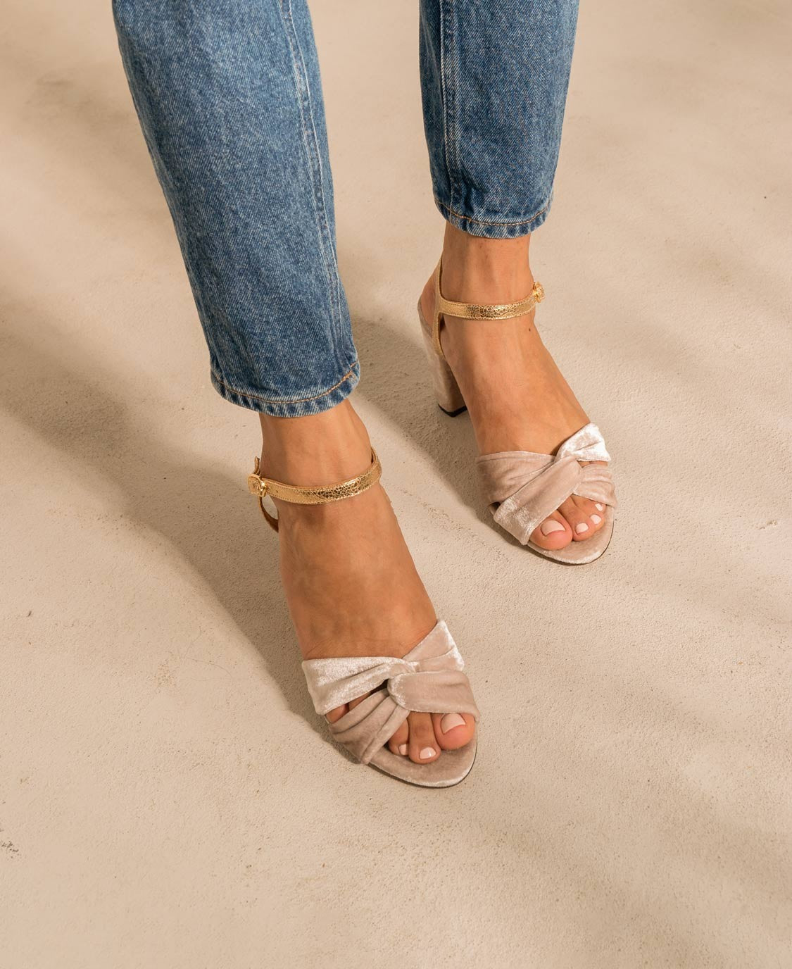 Sandale N° 440 Velours Perle  Rivecour Dernières  38 !