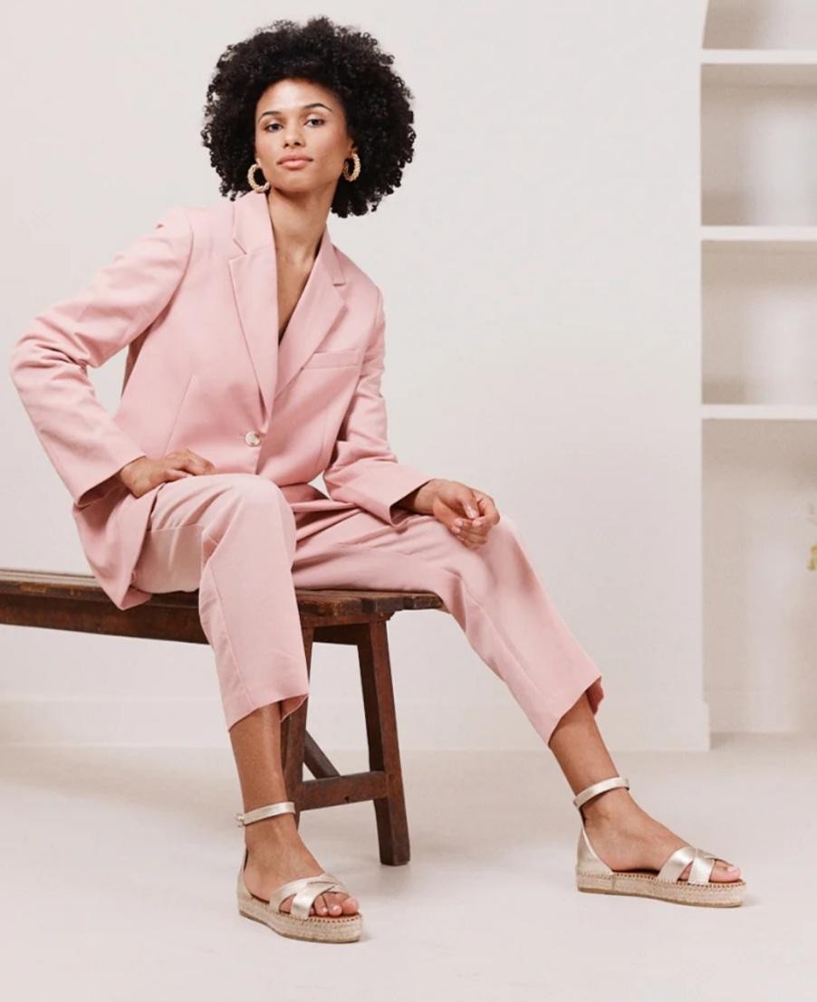 Espadrilles Catherine Cuir Grainé Champagne ODAJE ex  M MOUSTACHE