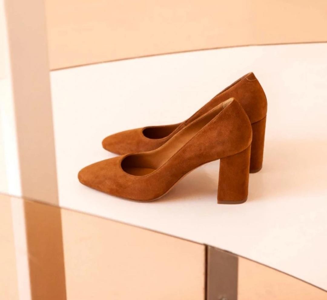 Escarpin N° 121 Chèvre velours Havane RIVECOUR Petit prix !