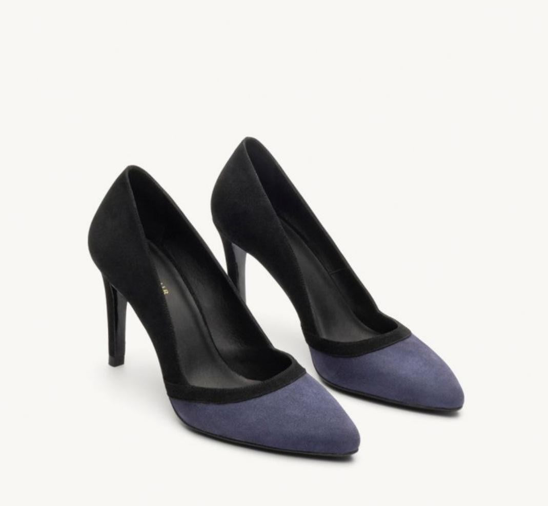 Escarpin N° 117 Suède Noir/ Marine RIVECOUR Reste 37  Petit prix ! !