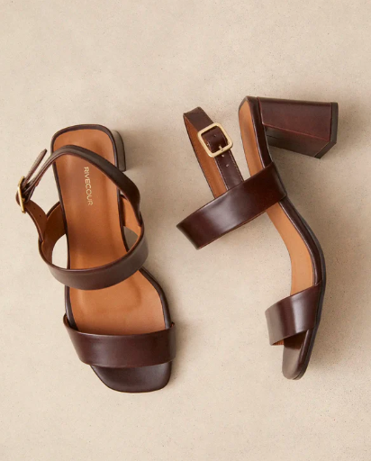 Sandale N° 624 en cuir marron Chocolat  RIVECOUR