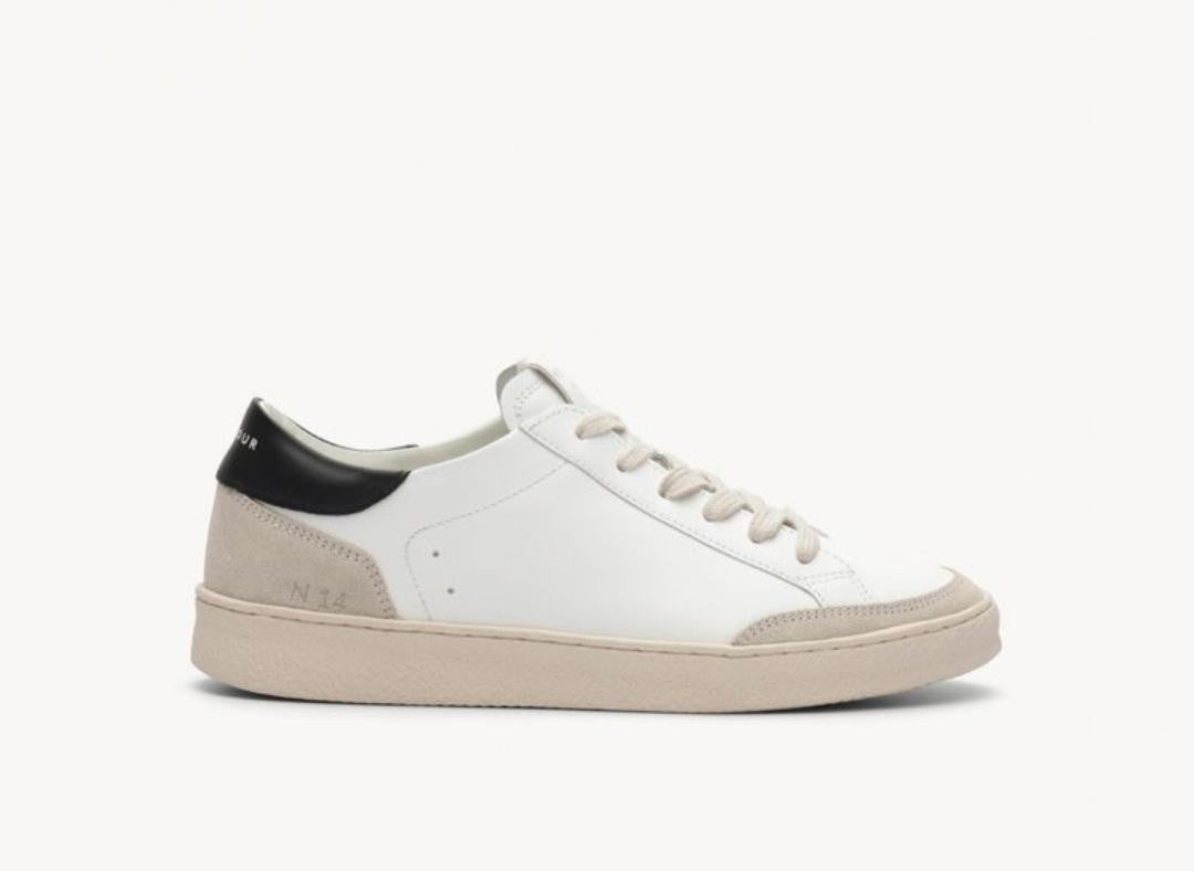 Basket N° 14 en cuir/ Blanc / Noir  RIVECOUR