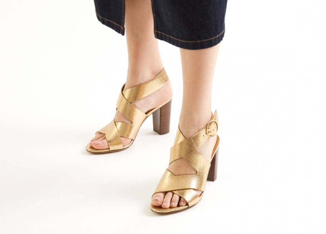 Sandales N°96 Cuir Gold Craquelé  Rivecour Reste 36 et 40 !