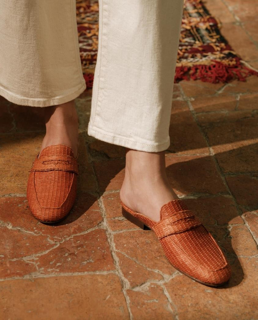 Mocassin/ Mule  N° 87 Raphia Epice  RIVECOUR Reste 38 et 40 !