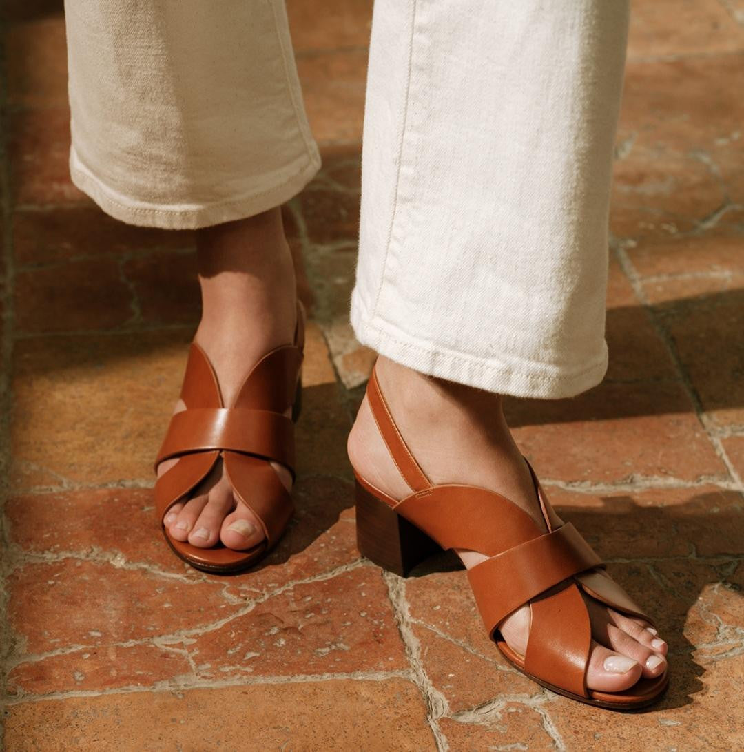 Sandale N° 551 cuir Cognac RIVECOUR Dernière en 36 !!