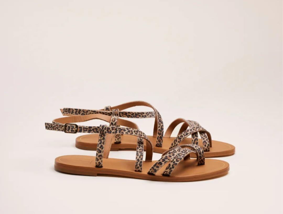 Sandales ALBA  Cuir Léopard ODAJE ex  M MOUSTACHE