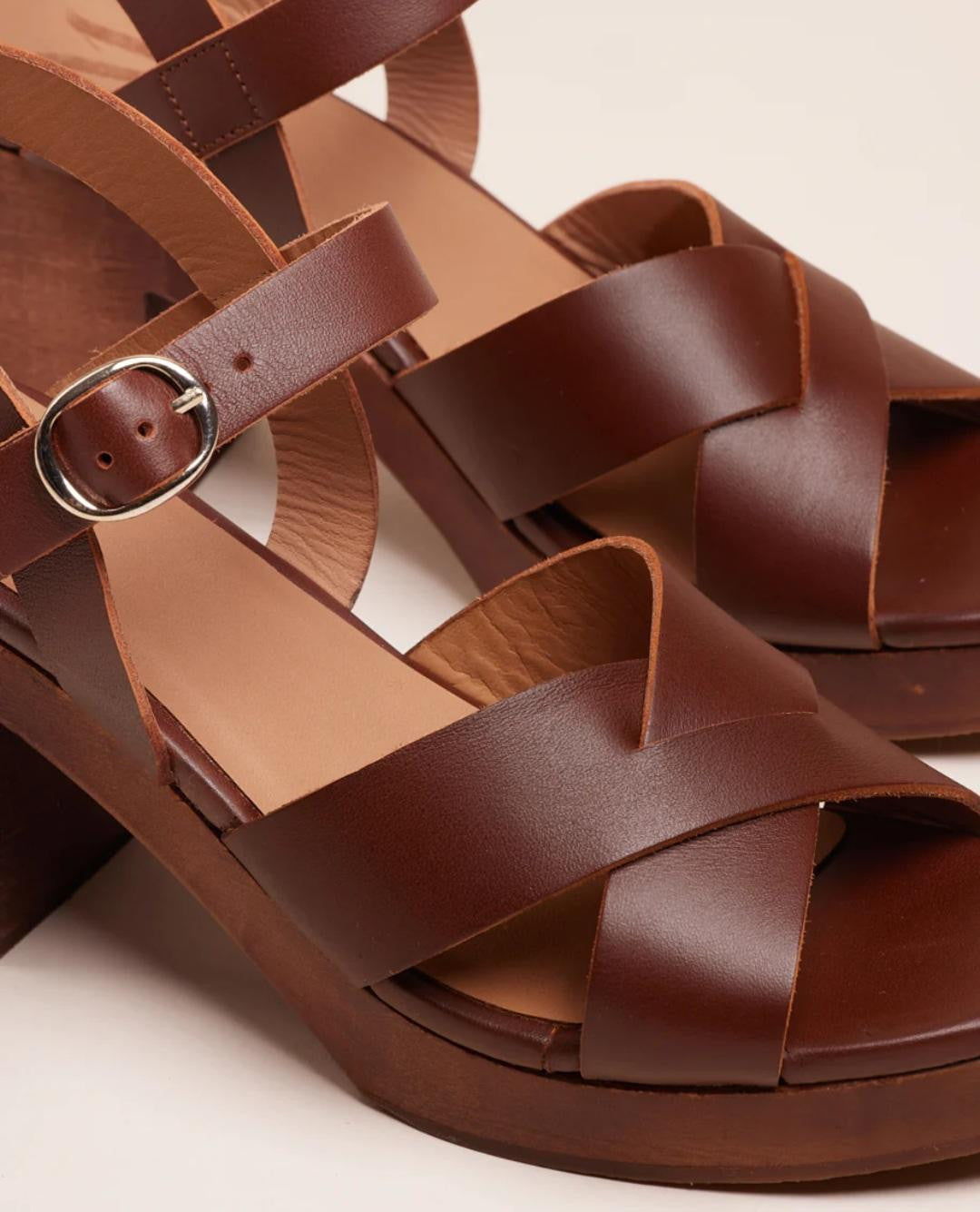 Sandale à talon VERA CUIR MARRON  M MOUSTACHE Dernières en taille 40!