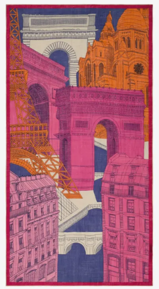 Etole en laine 100 x 190 PARIS FUSHIA  INOUI EDITIONS