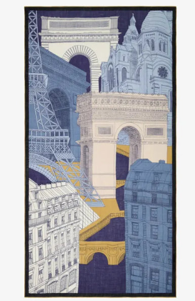 Etole en laine 100 x 190 PARIS Bleu  INOUI EDITIONS Dernière !