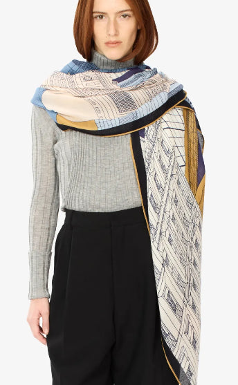 Etole en laine 100 x 190 PARIS Bleu  INOUI EDITIONS Dernière !