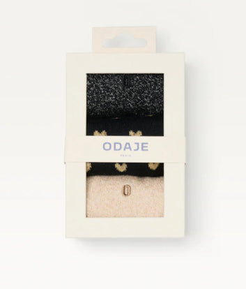 Pack de 3 Chaussettes  FANTAISIE petit coeur/ noir/ doré ODAJE