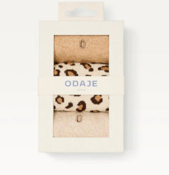 Pack de 3 Chaussettes FANTAISIE Paillettes et léopard beige ODAJE (ancien M MOUSTACHE)