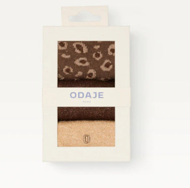 Pack de 3 Chaussettes FANTAISIE Paillettes et léopard marron doré ODAJE (ancien M MOUSTACHE)