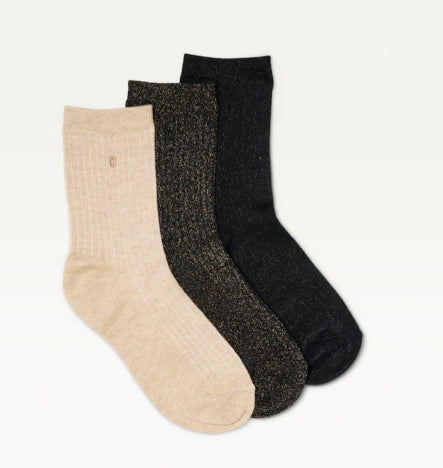 Pack de 3 Chaussettes Côtelé Doré marron et noir ODAJE (ancien M. MOUSTACHE)