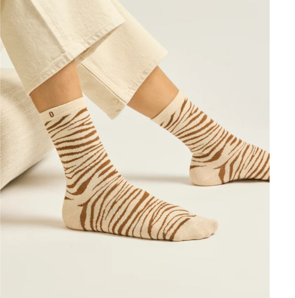 Pack de 3 Chaussettes  FANTAISIE Zèbre Marron et Doré  ODAJE (ex  M. MOUSTACHE)