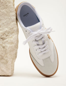 Basket LUCIA Cuir et Suède Blanc Beige ODAJE (ancien M MOUSTACHE)