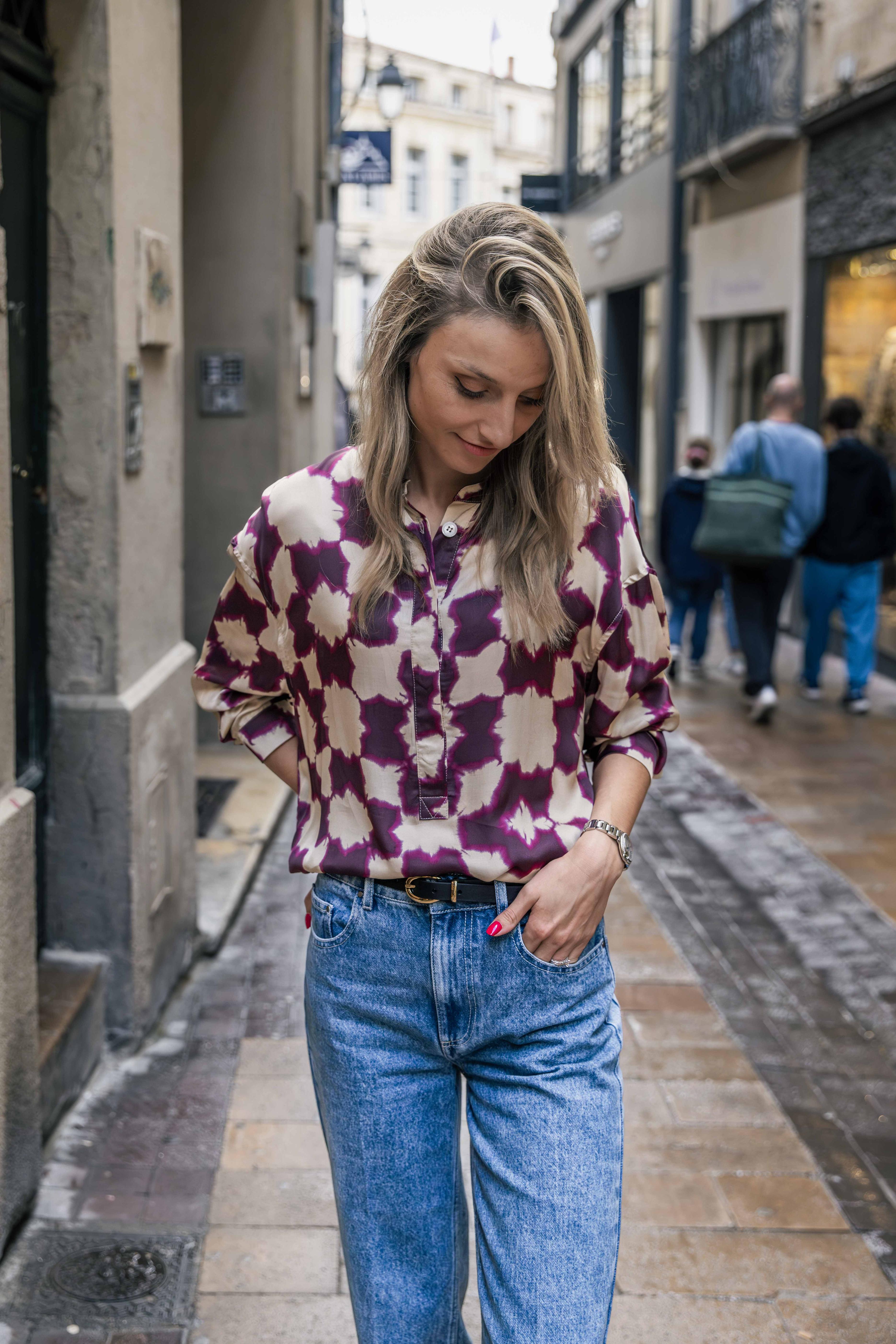Chemise Tie & Dye Ecru/ Bordeaux CLAUDIE CHLOE STORA