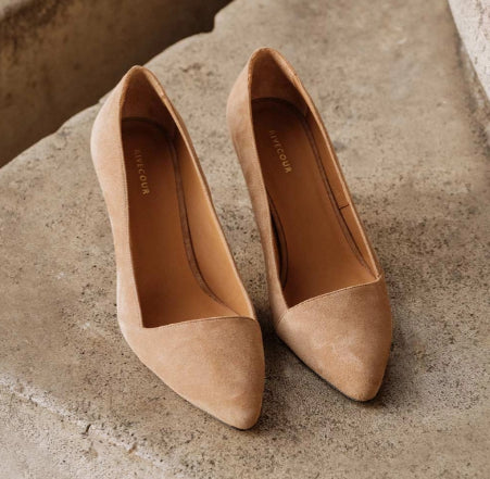 Escarpin N° 120 Suède Beige RIVECOUR Petit prix ! Reste 38 et 39 !