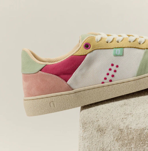 Basket MARIE Vert Blanc Jaune  ODAJE ex M MOUSTACHE